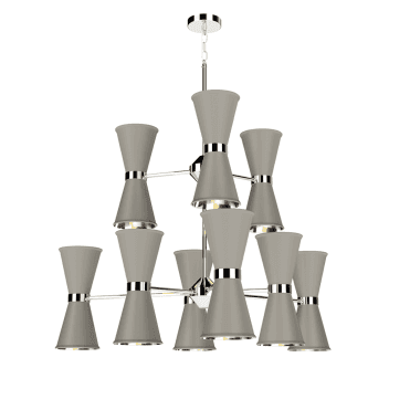 Hyde 18 Light Pendant Polished Chrome Finished In Powder Grey And Polished Chrome Inner