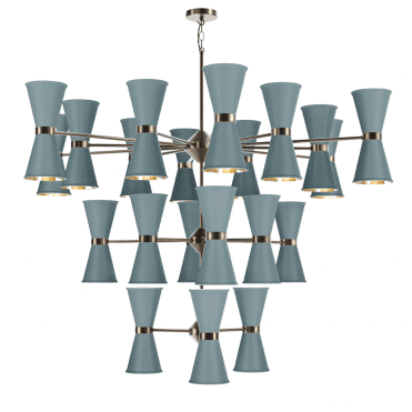 Hyde 42 Light Pendant Antique Brass Finished In River blue And Antique Brass Inner