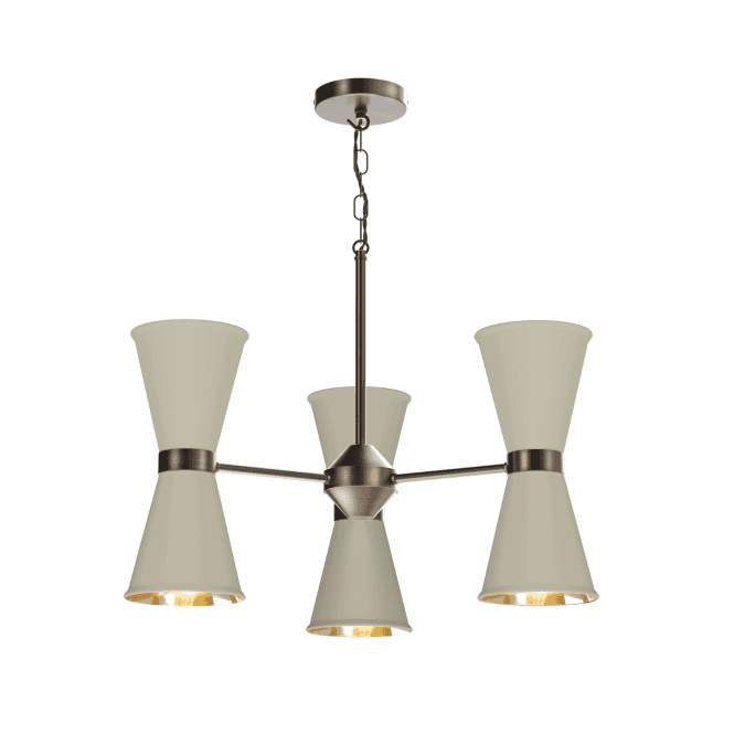 David Hunt Lighting Hyde 6 Light Pendant Antique Brass Finished In Pebble With Antique Brass Inner