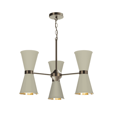 Hyde 6 Light Pendant Antique Brass Finished In Pebble With Antique Brass Inner