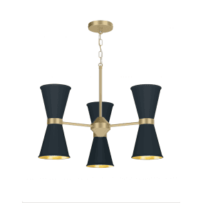 David Hunt Lighting Hyde 6 Light Pendant Butter Brass Finished In Smoke Blue With Butter Brass Inner