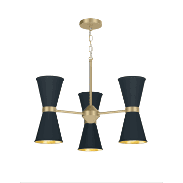Hyde 6 Light Pendant Butter Brass Finished In Smoke Blue With Butter Brass Inner