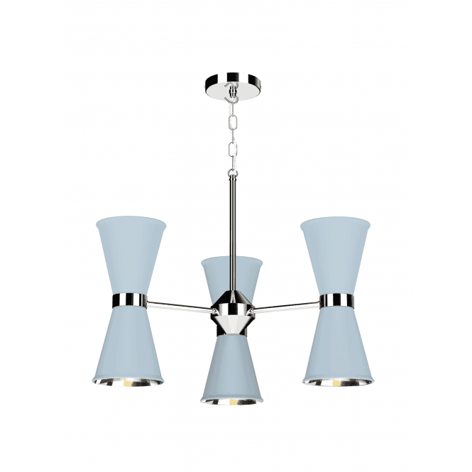 David Hunt Lighting Hyde 6 Light Pendant Polished Chrome Finished In Amalfi Blue With Polished Chrome Inner