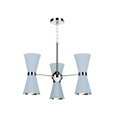 Hyde 6 Light Pendant Polished Chrome Finished In Amalfi Blue With Polished Chrome Inner