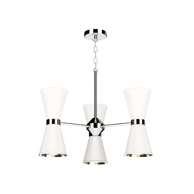 David Hunt Lighting Hyde 6 Light Pendant Polished Chrome Finished In Arctic White With Polished Chrome Inner