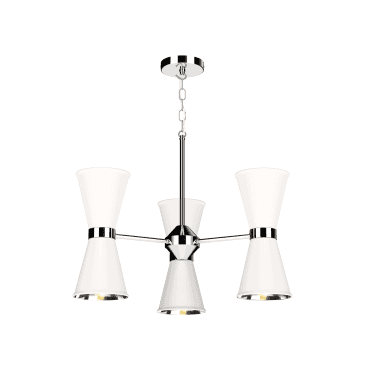 Hyde 6 Light Pendant Polished Chrome Finished In Arctic White With Polished Chrome Inner