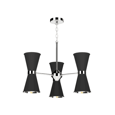 Hyde 6 Light Pendant Polished Chrome Finished In Black With Polished Chrome Inner