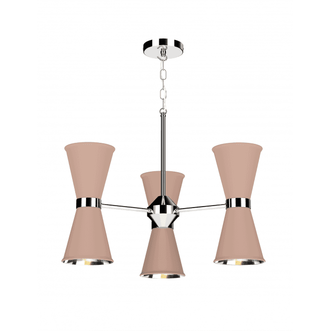 David Hunt Lighting Hyde 6 Light Pendant Polished Chrome Finished In Blush Pink With Polished Chrome Inner