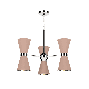 Hyde 6 Light Pendant Polished Chrome Finished In Blush Pink With Polished Chrome Inner