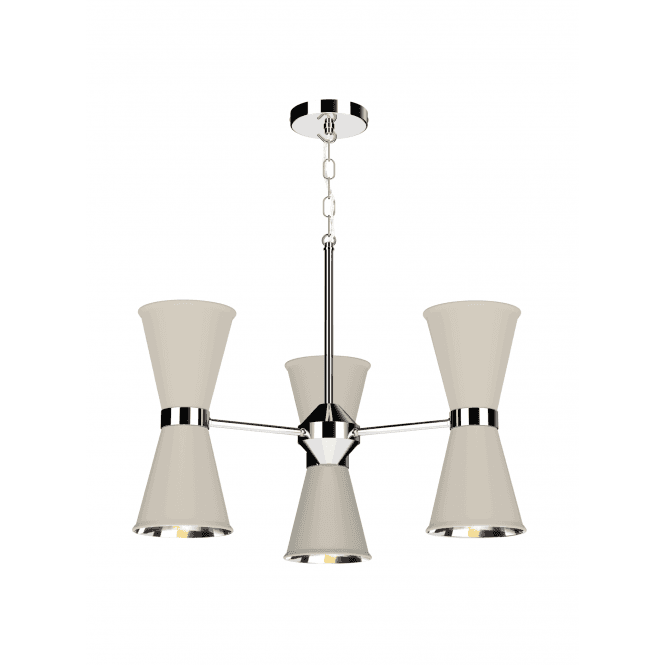 David Hunt Lighting Hyde 6 Light Pendant Polished Chrome Finished In Cotswold Cream With Polished Chrome Inner