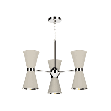 Hyde 6 Light Pendant Polished Chrome Finished In Cotswold Cream With Polished Chrome Inner