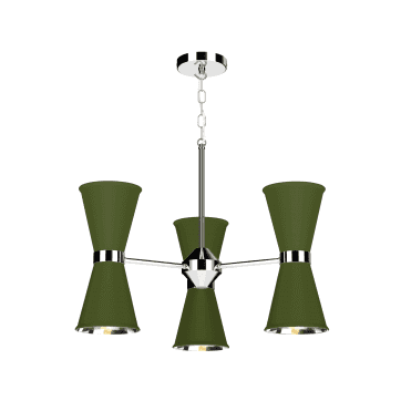Hyde 6 Light Pendant Polished Chrome Finished In Juniper Green With Polished Chrome Inner