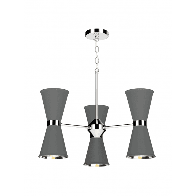 David Hunt Lighting Hyde 6 Light Pendant Polished Chrome Finished In Lead Grey With Polished Chrome Inner