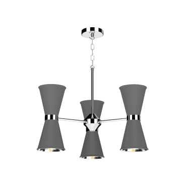 Hyde 6 Light Pendant Polished Chrome Finished In Lead Grey With Polished Chrome Inner