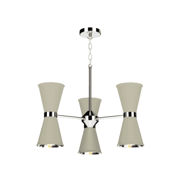Hyde 6 Light Pendant Polished Chrome Finished In Pebble With Polished Chrome Inner