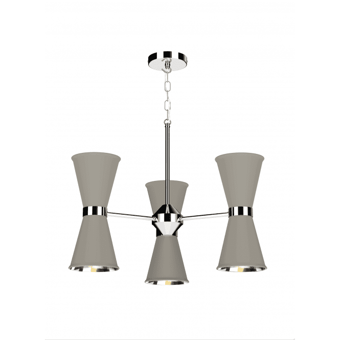 David Hunt Lighting Hyde 6 Light Pendant Polished Chrome Finished In Powder Grey With Polished Chrome Inner