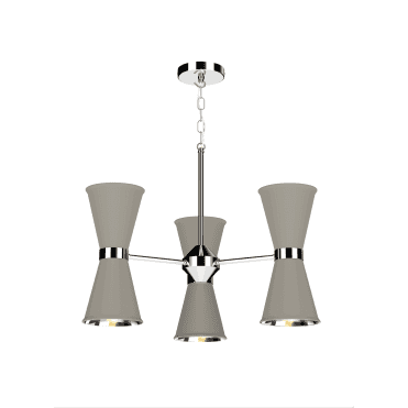 Hyde 6 Light Pendant Polished Chrome Finished In Powder Grey With Polished Chrome Inner