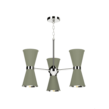 Hyde 6 Light Pendant Polished Chrome Finished In Sage With Polished Chrome Inner