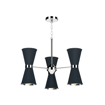 Hyde 6 Light Pendant Polished Chrome Finished In Smoke Blue With Polished Chrome Inner