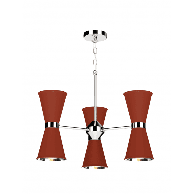 David Hunt Lighting Hyde 6 Light Pendant Polished Chrome Finished In Strawberry With Polished Chrome Inner