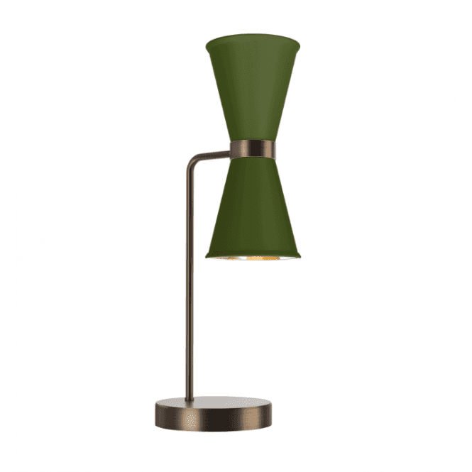 David Hunt Lighting Hyde Double Table Lamp Antique Brass Finished In Juniper green And Antique Brass Inner