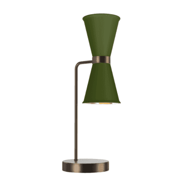 Hyde Double Table Lamp Antique Brass Finished In Juniper green And Antique Brass Inner