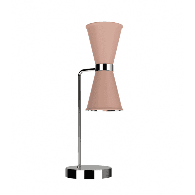 David Hunt Lighting Hyde Double Table Lamp Polished Chrome Finished In Blush pink And Polished Chrome Inner