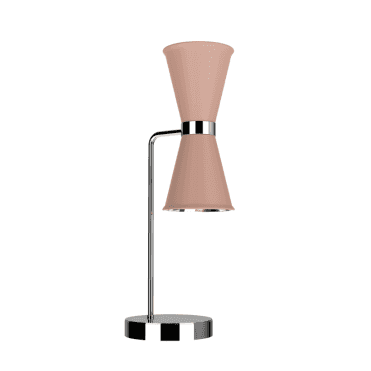 Hyde Double Table Lamp Polished Chrome Finished In Blush pink And Polished Chrome Inner