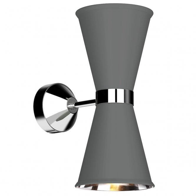 David Hunt Lighting Hyde Double Wall Light Polished Chrome Finished In Lead Grey And Polished Chrome Inner