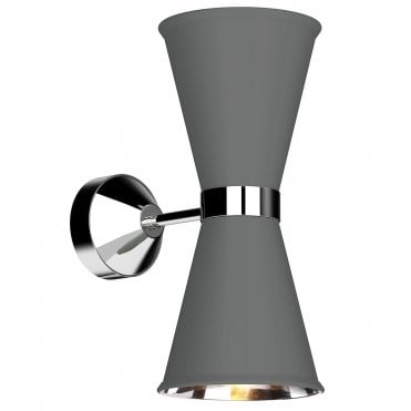 Hyde Double Wall Light Polished Chrome Finished In Lead Grey And Polished Chrome Inner