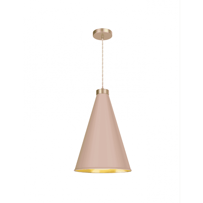 David Hunt Lighting Hyde Single Large Pendant Butter Brass Finished In Blush pink And Butter Brass Inner