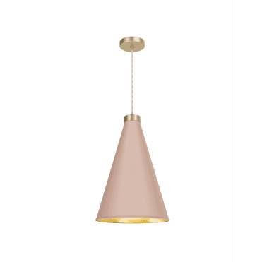 Hyde Single Large Pendant Butter Brass Finished In Blush pink And Butter Brass Inner