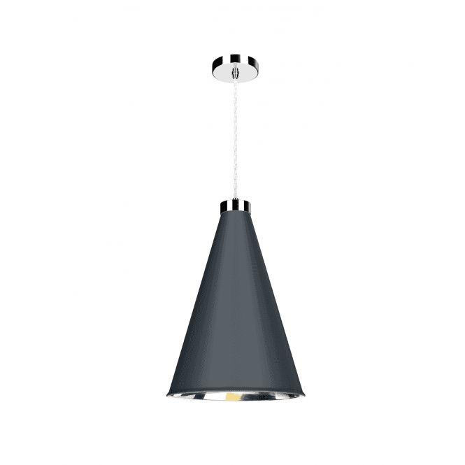 David Hunt Lighting Hyde Single Large Pendant Polished Chrome Finished In Smoke Blue And Polished Chrome Inner