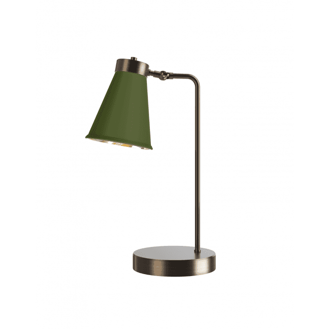 David Hunt Lighting Hyde Single Table Lamp Antique Brass Finished In juniper Green And Antique Brass Inner