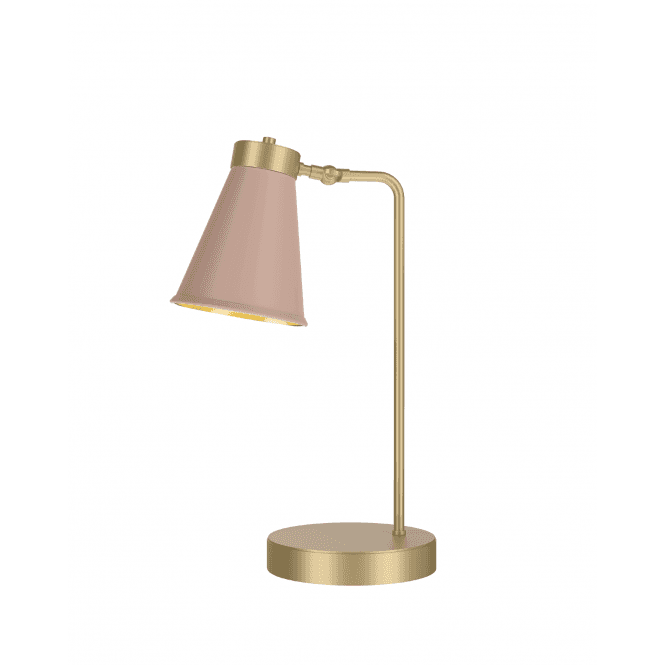 David Hunt Lighting Hyde Single Table Lamp Butter Brass Finished In Blush pink And Butter Brass Inner