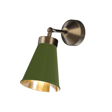 Hyde Single Wall Light Antique Brass Finished In Juniper green And Antique Brass Inner