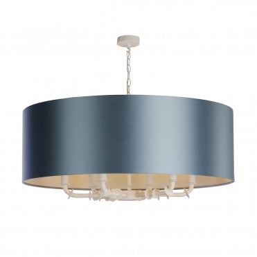 Icarus 6 Light Pendant White with Airforce Blue/White