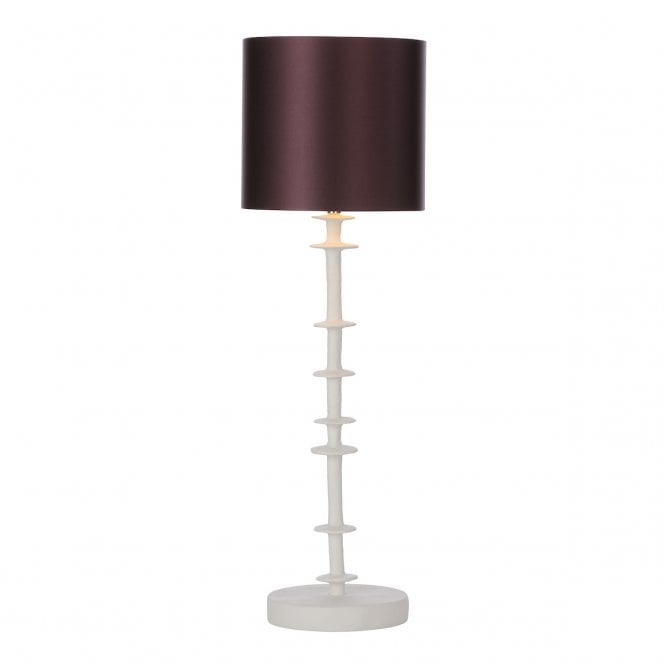 David Hunt Lighting Icarus Table Lamp White Base & 20cm Medium Drum Urchin Satin Silk Shade/White Inner