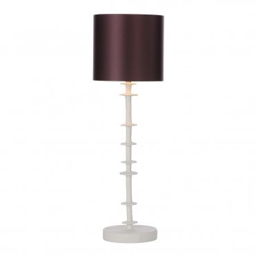 Icarus Table Lamp White Base & 20cm Medium Drum Urchin Satin Silk Shade/White Inner