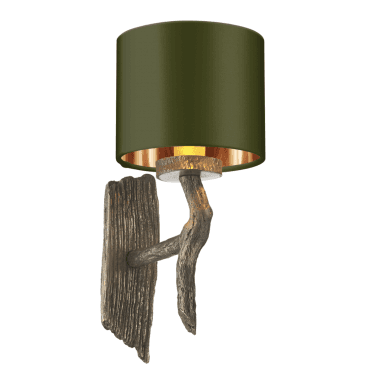 Joshua Single Wall Light Polished Bronze With Matcha/Bronze Silk Shade