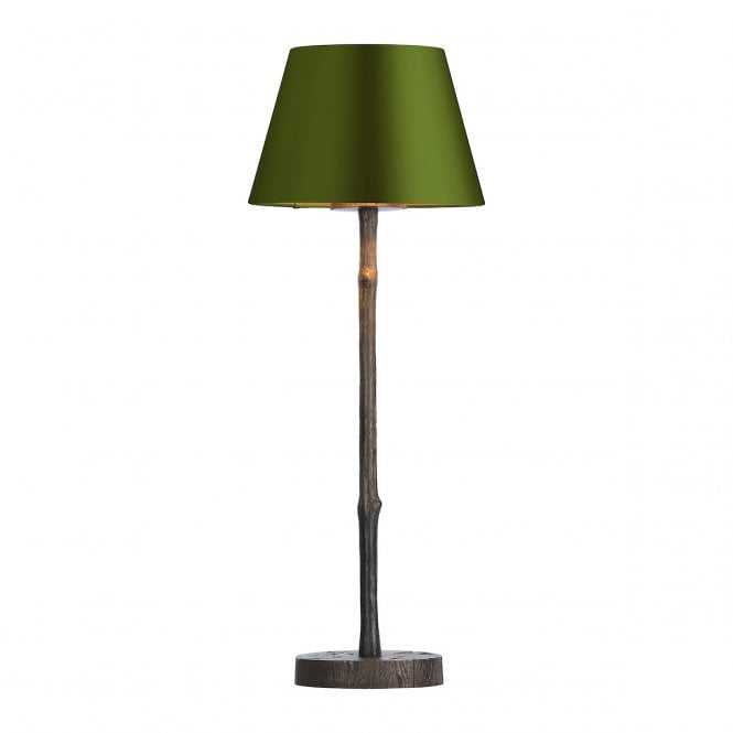 David Hunt Lighting Joshua Table lamp in Bronze & Bespoke 25cmEmpire Drum Matcha Satin Silk Shade/Bronze Laminate Inner