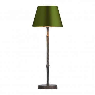 Joshua Table lamp in Bronze & Bespoke 25cmEmpire Drum Matcha Satin Silk Shade/Bronze Laminate Inner