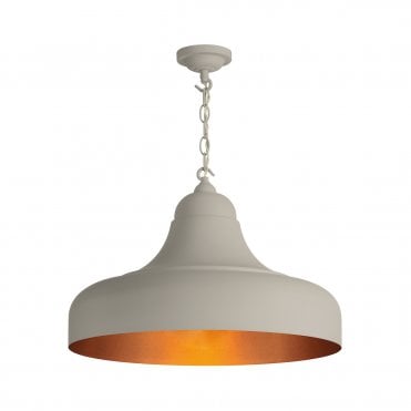 Jubilee 1 Light Large Pendant - Cotswold Cream /Antique Brass with ivory cable