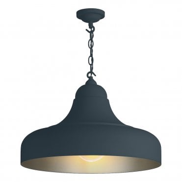 Jubilee 1 Light Large Pendant - Smoke Blue /Brushed Chrome with blue cable
