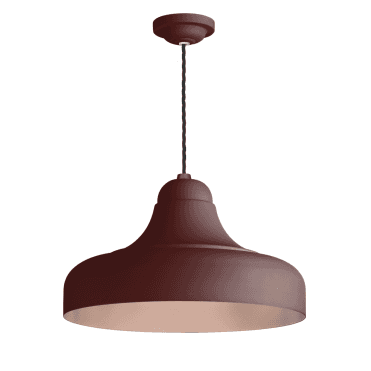 David Hunt Lighting Jubilee 1 Light Small Pendant - Aubergine/Blush Pink with black cable