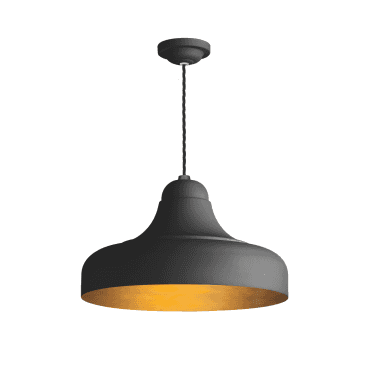 Jubilee 1 Light Small Pendant - Bespoke Black Finish with Antique Brass Inner