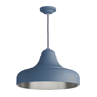 Jubilee 1 Light Small Pendant - Persian Blue/Brushed Chrome with blue cable