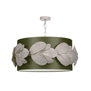 Laurel 4 light shaded pendant Cream with Gold highlights with Matcha/white inner shade