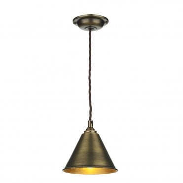 London Single Pendant In Antique Brass
