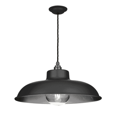 Metro 1 Light Pendant Black/Brushed Chrome And Black Braided Cable